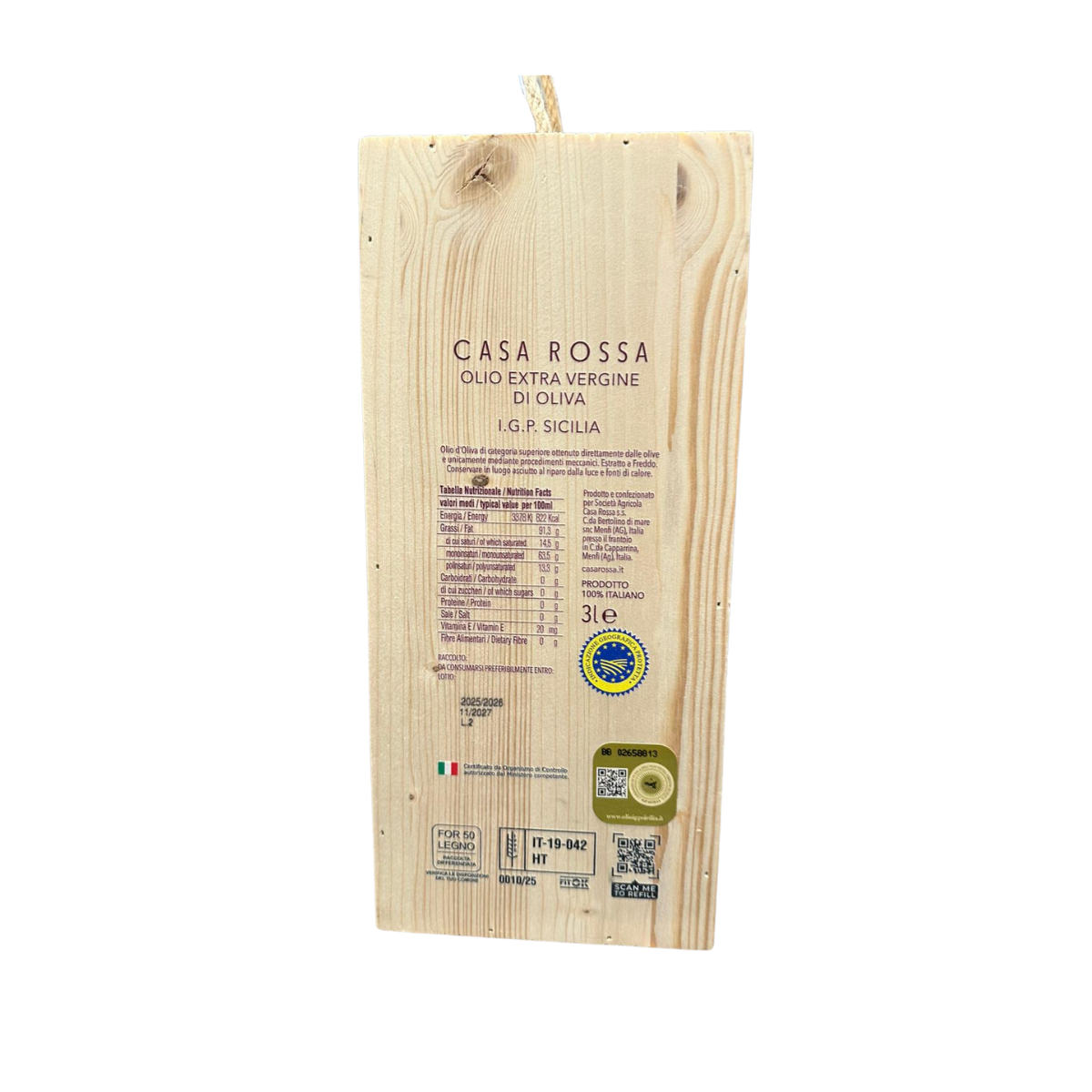 WOOD BAG IN BOX 3 LT "CASA ROSSA" X ROSCIOLI - Olio EVO di Olivia IGP Sicilia